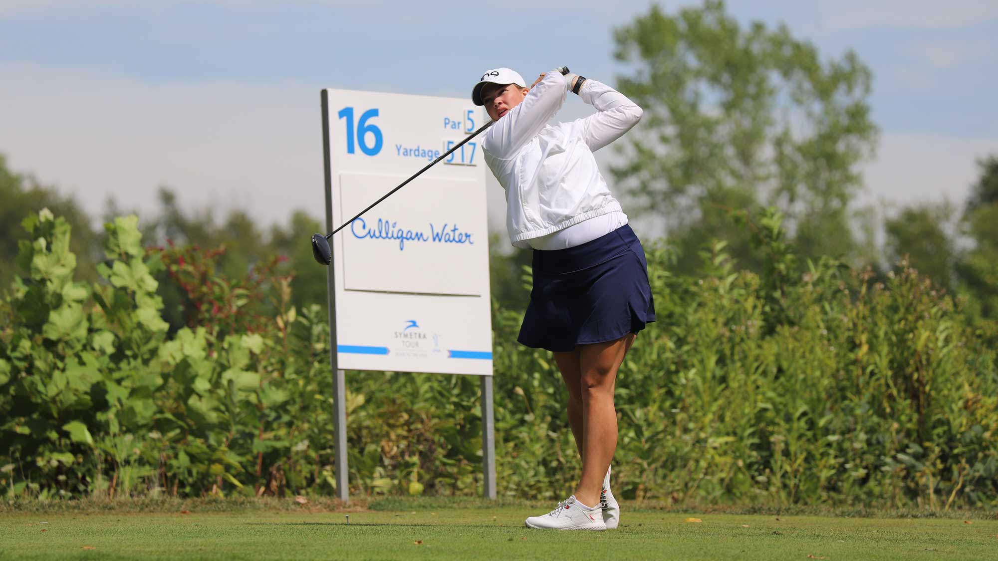 Karoline Stormo plays a practice round before the 2020 IOA Golf Classic