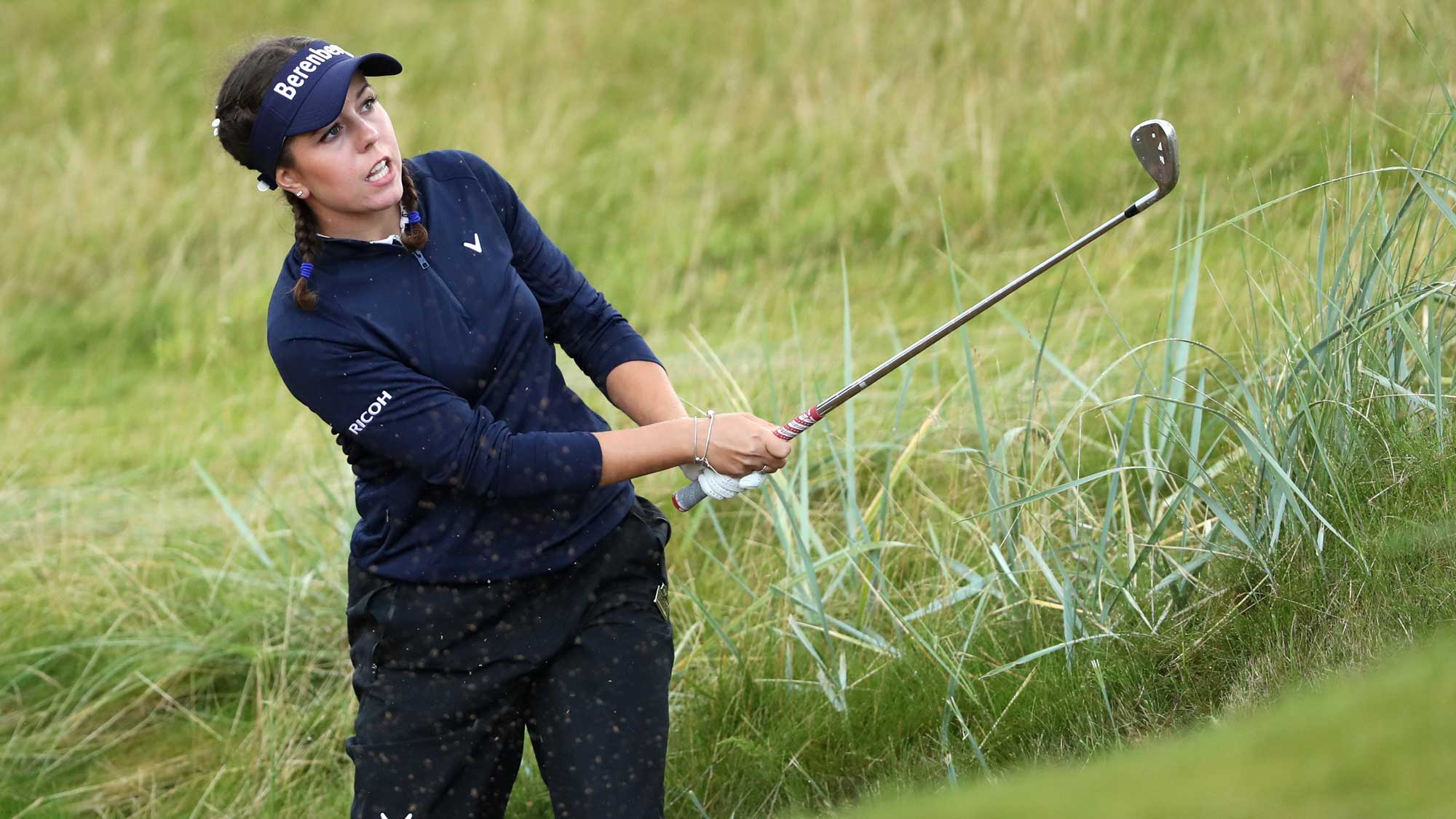 Georgia Hall of England chips on the 16th hole during the third round of the Ricoh Women's British Open