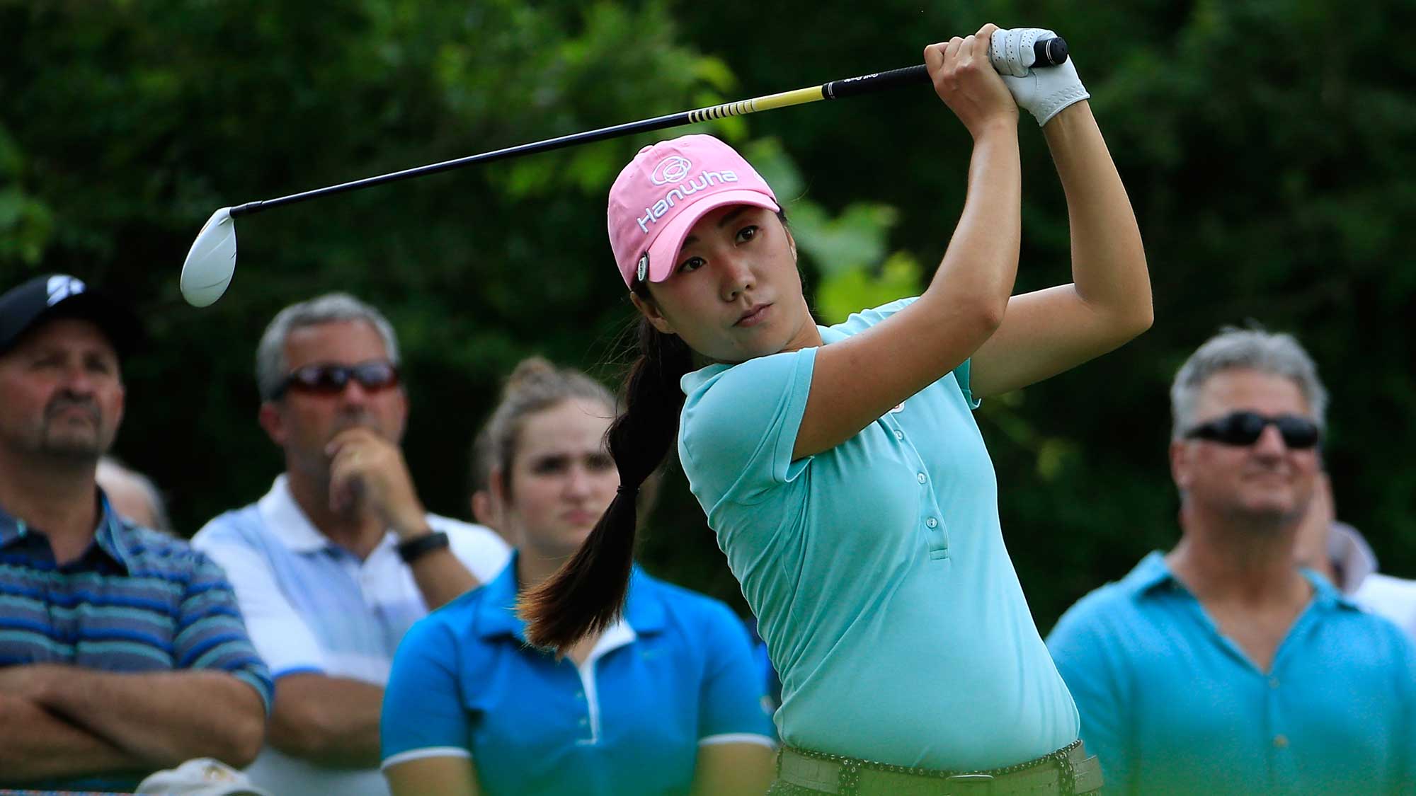 In-Kyung Kim of South Korea hits her drive on the fourth hole during the fourth and final round of the Marathon Classic Presented By Owens Corning And O-I