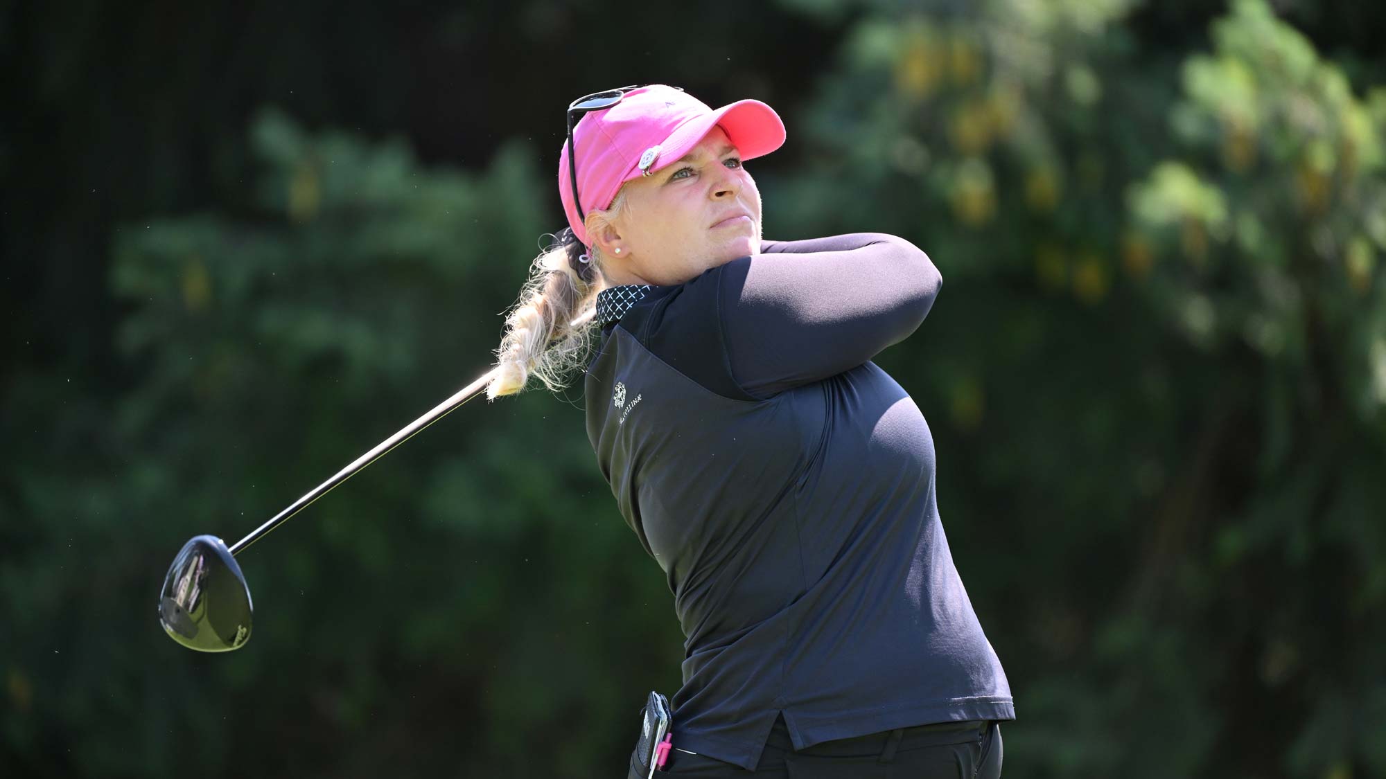 Samantha Wagner of the United States plays her shot from the 14th tee during the first round of the Portland Classic at Columbia Edgewater Country Club